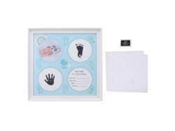 Kit de huellas dactilares de manos y pies Baok-kit para bebé niño/niña, marco de madera resistente azul para exhibición