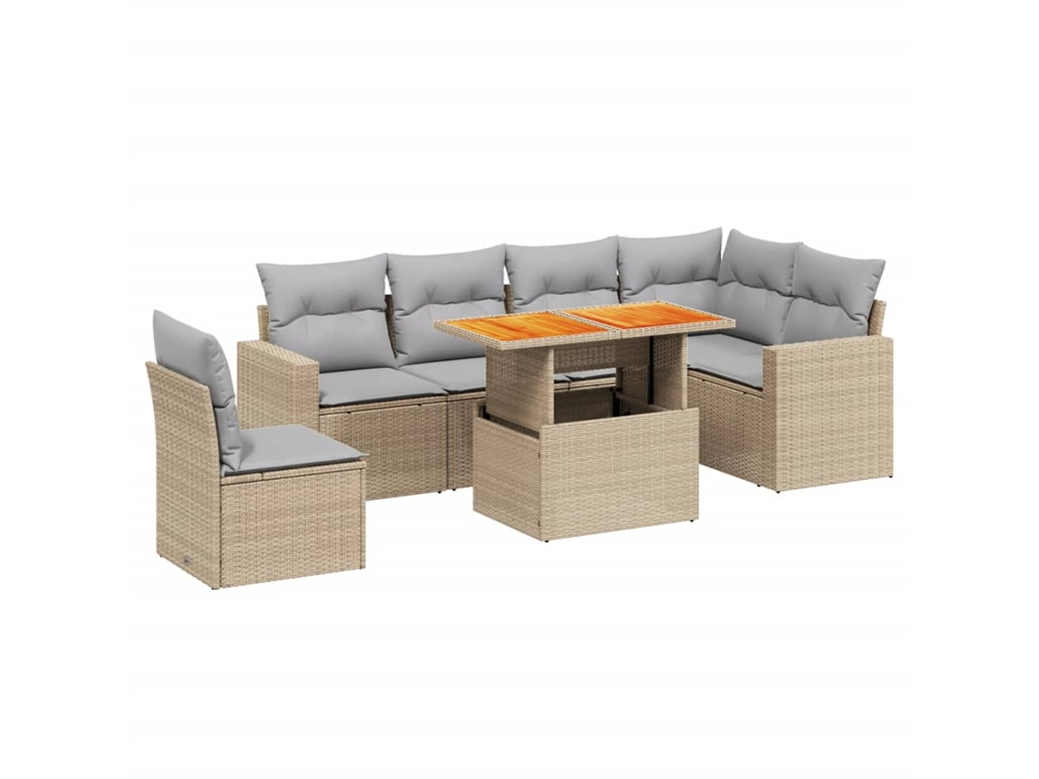 Maison Exclusive - Set Sofás De Jardín 7 Piezas Y Cojines Ratán Sintético Beige