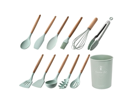 12 piezas Juego de utensilios de cocina antiadherentes, ranurados, vajilla Turner Food Tong