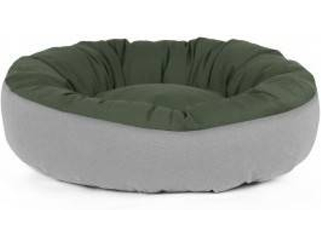 Cama Redonda para Perros y Gatos GAUTY Tela de sarga (Verde y Gris - 57 cm)