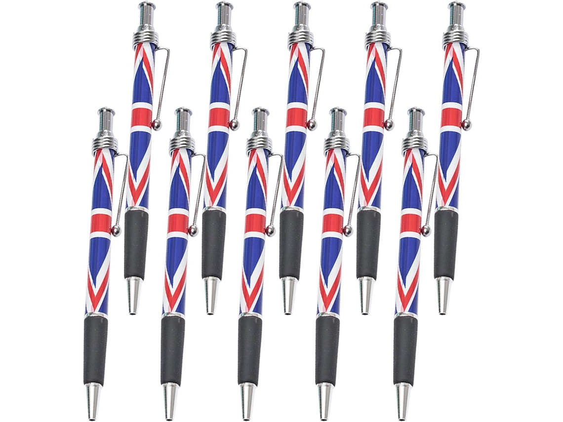 Bolígrafos Prácticos Con Mecanismo De Clic, Paquete De 10 Con Diseño De La Bandera Británica, De Plástico.