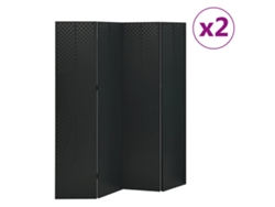 vidaXL Biombos divisores de 4 paneles 2 uds negro acero 160x180 cm