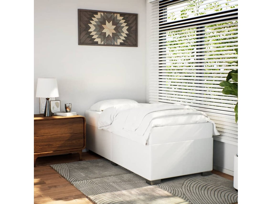 Estructura De Cama Sin Colchón Cuero Sintético Blanco 90x200 Cm