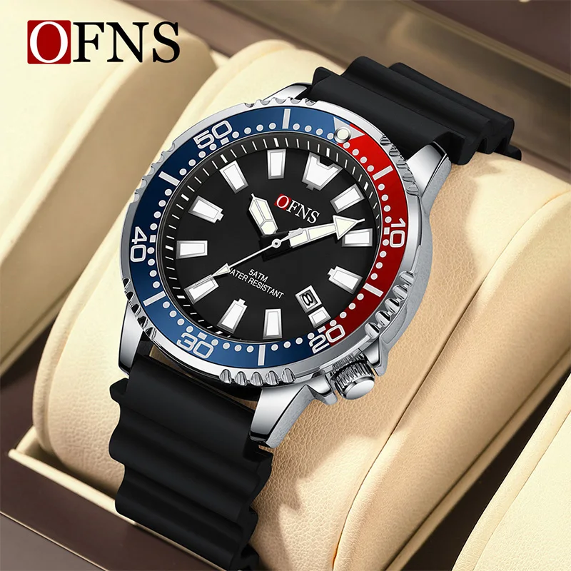 Reloj De Cuarzo Elegante Para Hombre (rojo) Con Fecha Y Pantalla Luminosa, Resistencia Al Agua De 500 Metros.