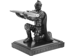 Portalápices De Escritorio Con Forma De Caballero, Resina Plateada, Estatua De Caballero Única.