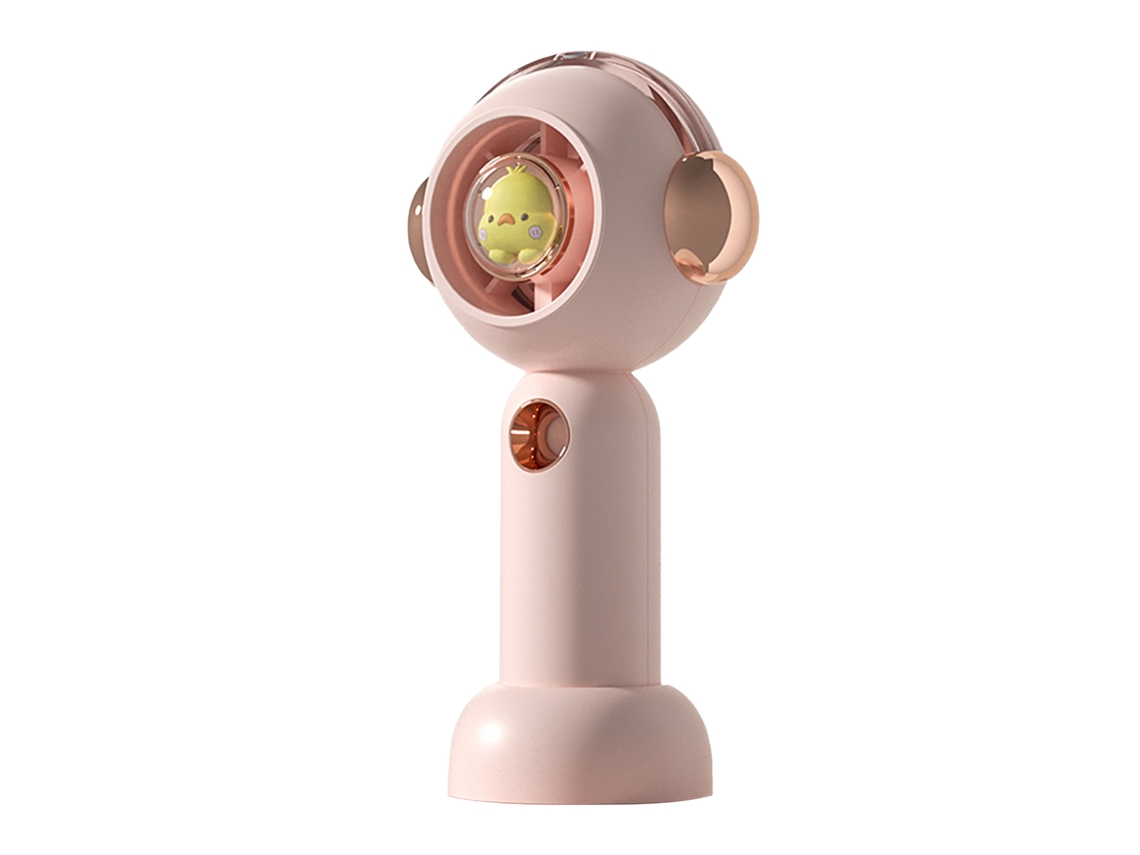 Ventilador Portátil Con Nebulizador Recargable Por Usb, 3 Velocidades, Bonito Diseño En Abs Rosa, Ideal Para Viajes.
