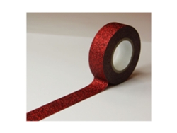 GLOBAL GIFT Cinta de enmascarar - Rojo - Purpurina - Reposicionable - 15 mm x 10 m