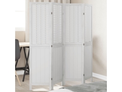 Biombo Separador De 4 Paneles Madera Maciza Paulownia Blanco
