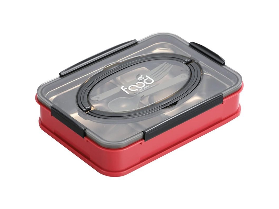 2026da-bento Box Niños Acero Inoxidable 4 Compartimentos Tapa Sellada Portátil Rojo