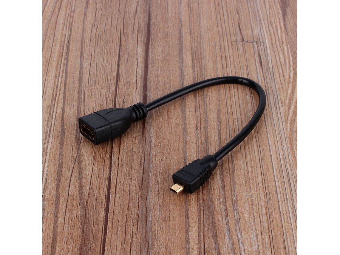 Conversor Adaptador Micro Hdmi Macho Para Hdmi Fêmea Cabo Extensão 1080p 3d 15cm Preto