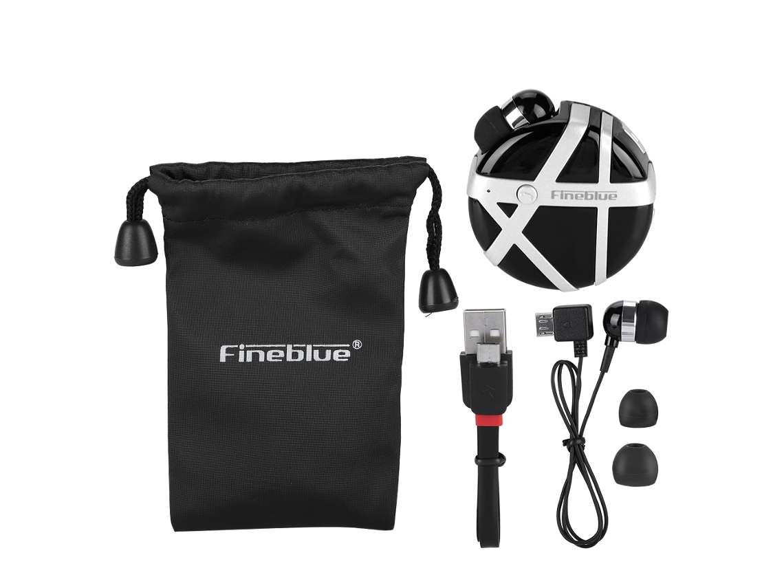 Auriculares Inalámbricos Bluetooth Fineblue Fd55 V4.1 De Clip Para Negocios Y Deportes Negro+plata