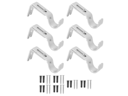 2026 Store-6pcs Soportes De Varilla De Cortina De Hierro Ajustables Para Pared Montaje Plata