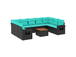 Maison Exclusive - Conjunto De Sofá De Jardín De 10 Piezas Con Cojines, De Poliratán Negro