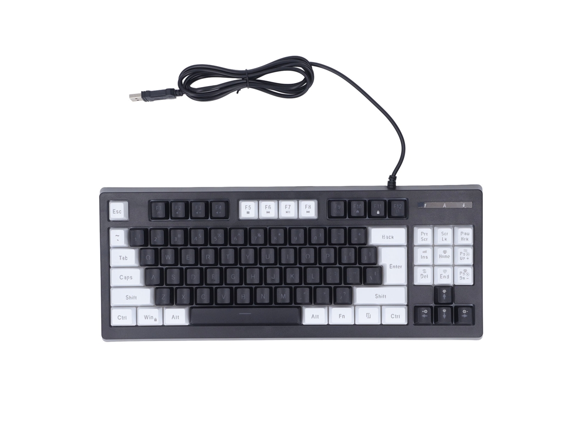 Teclado Mecánico Para Juegos Con Cable, 87 Teclas, Retroiluminación Rgb, Bicolor (blanco Y Negro), Ideal Para El Hogar, La Oficina Y La Residencia Estudiantil.
