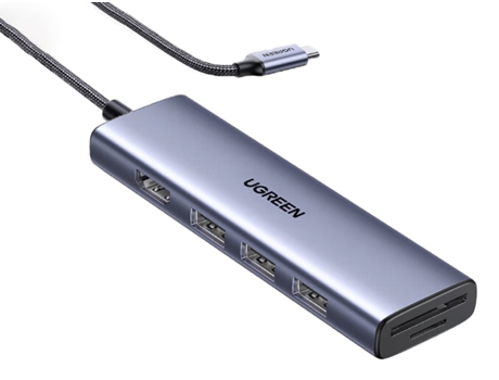 Adaptador UGREEN 20956 Cm511 6In1 Usb-C A HDMI 3Usb3.0 Sd/TF 4K Para Huawei Mate40/P50 S20