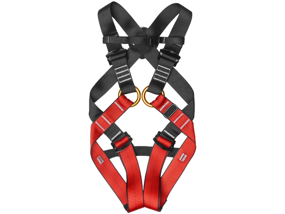 Arnés de escalada integral para niños, de poliéster rojo y negro, con cinturón de seguridad, talla L (10-14 años) S/MARK