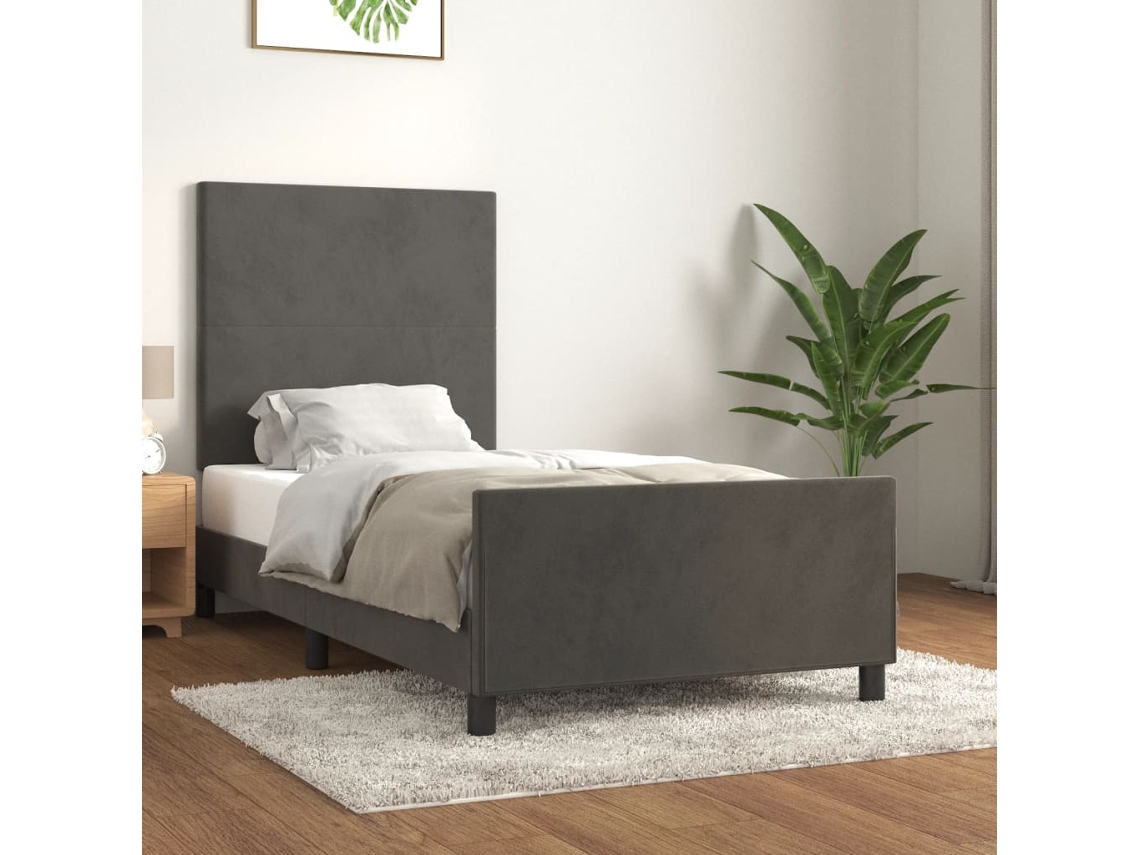 Estructura De Cama Sin Colchón Terciopelo Gris Oscuro 80x200 Cm
