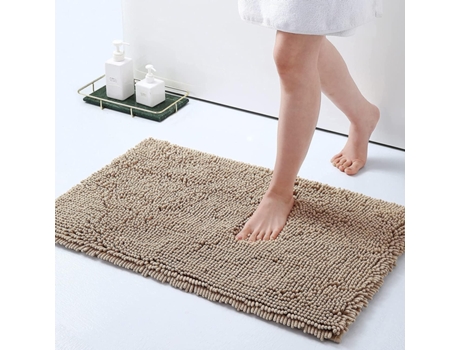 Tapete de Baño Antideslizante Microfibra de Chenilla Suave Camel BIGHUB