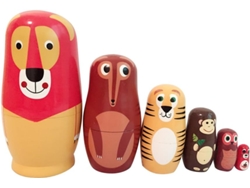 Babushka Nesting Matryoshka Bonecas Russas de Madeira para Crianças Brinquedo Presente em Forma Animal