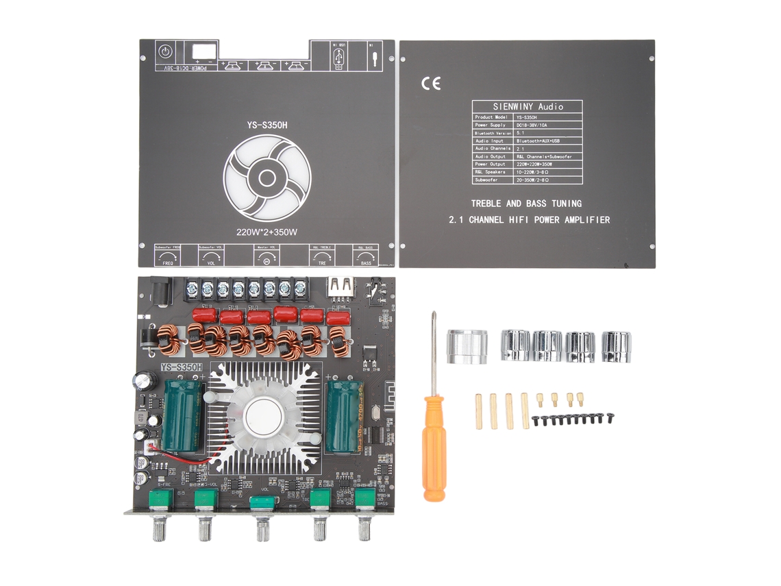 Placa Amplificadora De Potencia Bluetooth De 2.1 Canales Xy S350h, 220 W X 2 + 350 W Con Control De Graves Y Agudos.