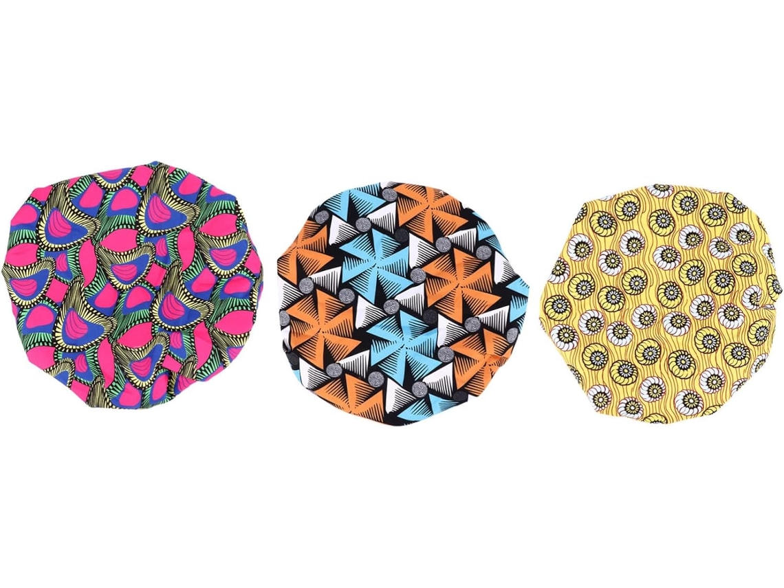 Juego de 3 gorros de dormir infantiles de satén ajustables, con estampado de cera, duraderos, prácticos, atractivos y Gokoco