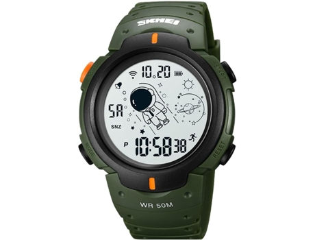 VEANXIN Reloj deportivo digital fácil de leer para mujer con luz LED resistente al agua-Cuero negro