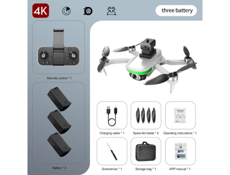 S5S Mini Drone con cámara 4K HD Evitación de obstáculos con láser (3 baterías - Duración de la batería: 18 min - Blanco)