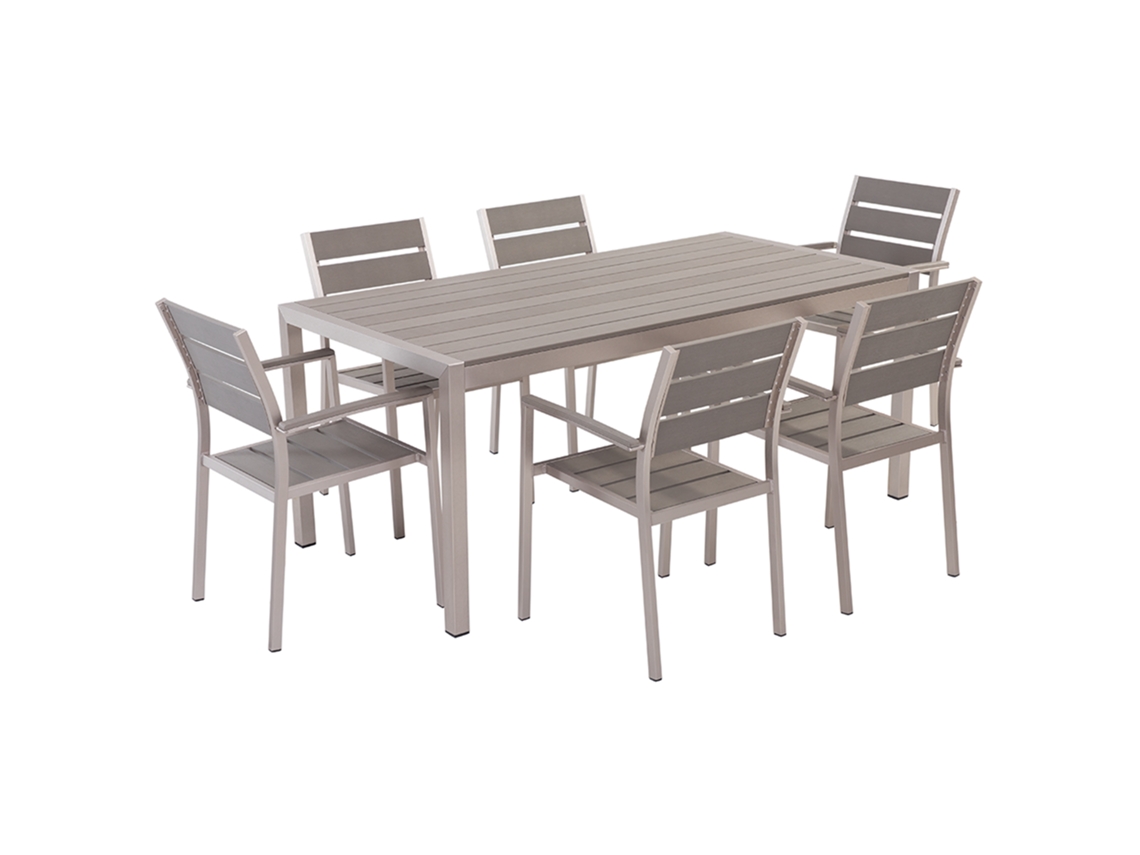 Conjunto de jardín 6 plazas de metal gris/plateado BELIANI Vernio
