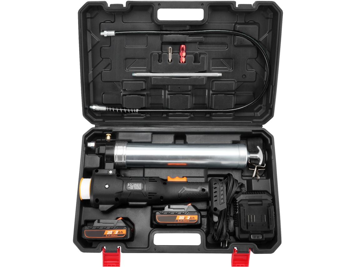 Pistola lubricante eléctrica inalámbrica Succebuy de 20 V, 2 Ah y 10 000 psi con estuche de transporte