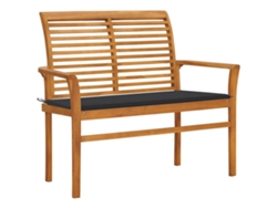 Banco de jardín con cojín antracita, 112 cm, teca maciza, DKD Home Decor