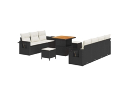 Maison Exclusive - Conjunto De Sofá De Jardín Con Cojín 10 Pcs Negro Y Crema