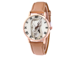 Reloj De Pulsera De Aleación Con Dial Redondo Analógico De Cuarzo Para Mujer Y Hombre Marrón Claro
