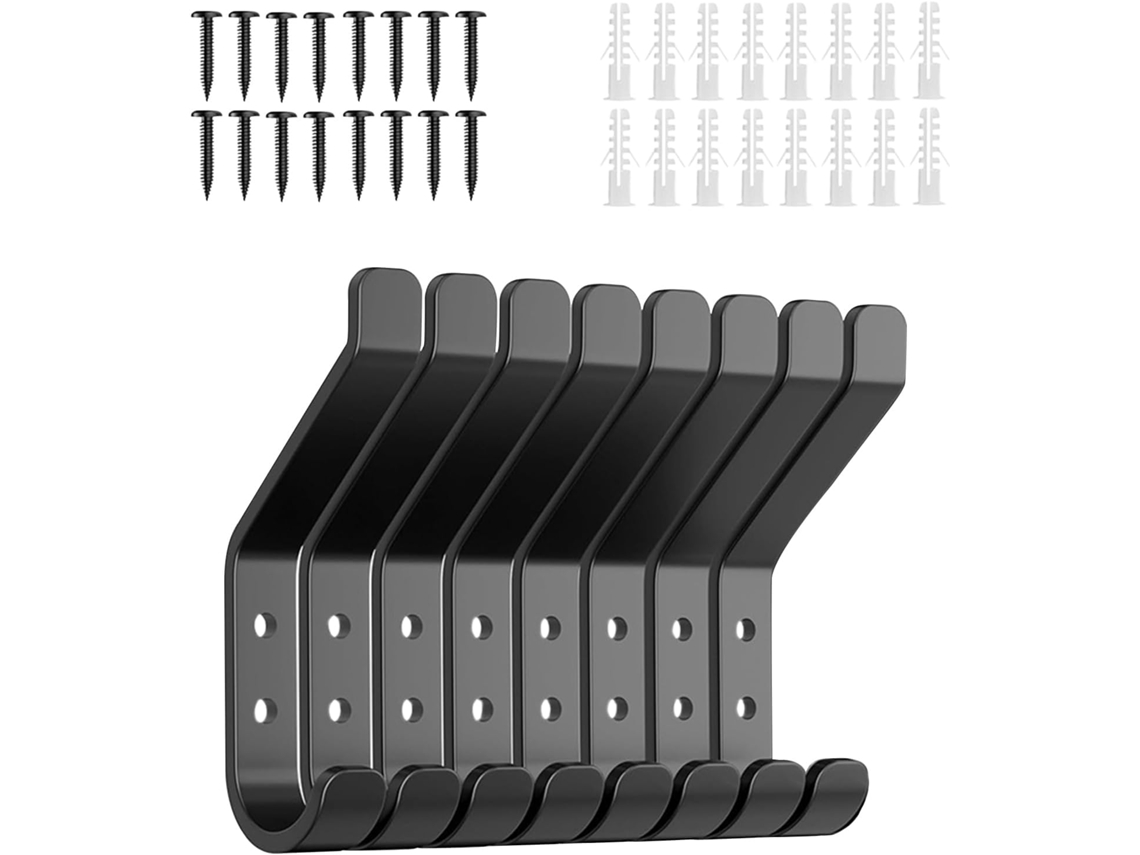 Ganchos de pared | 8 piezas en acero inoxidable. Perchero de pared sin necesidad de taladrar con ganchos Gokoco.