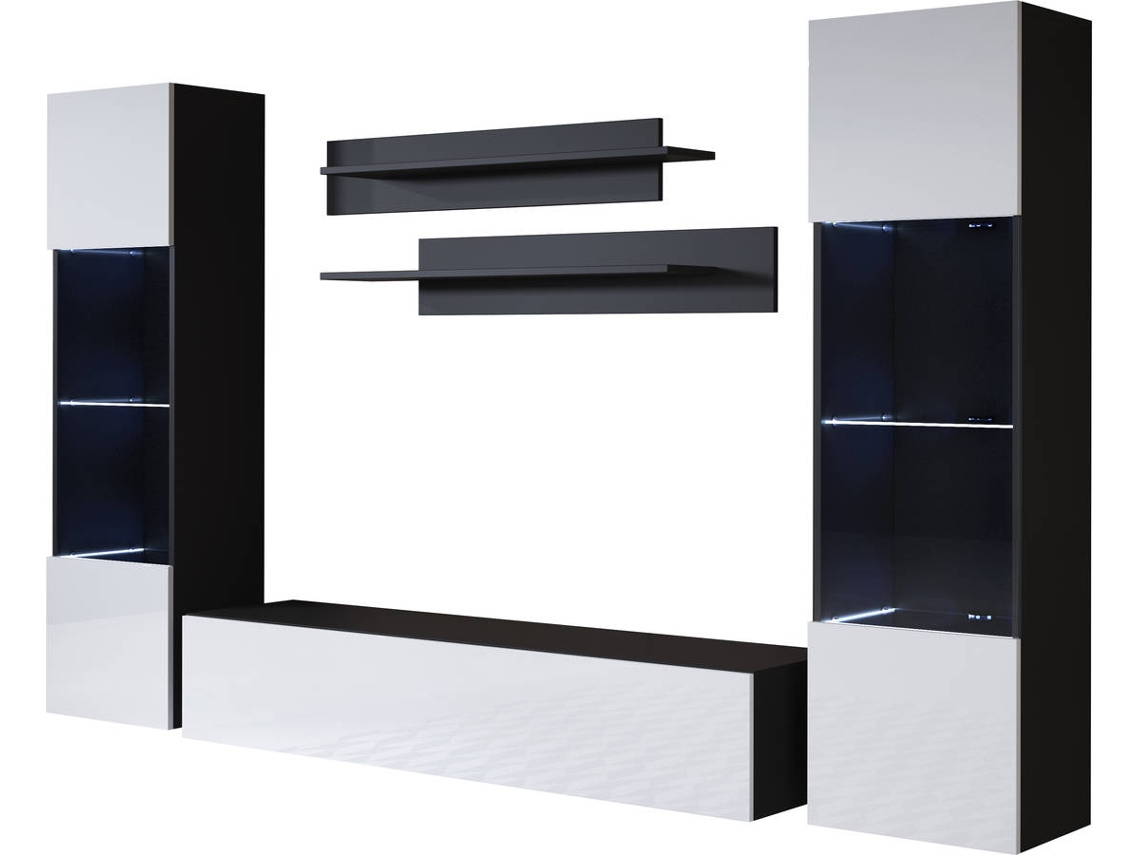 Conjunto de Muebles de TV MÓVEIS BONITOS Luke (Negro y Blanco - 260x40x165 cm)