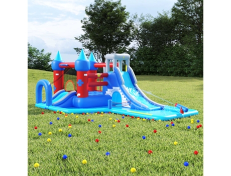 Parque de agua inflable con tobogán PVC 590x390x225 cm HAPPY HOP