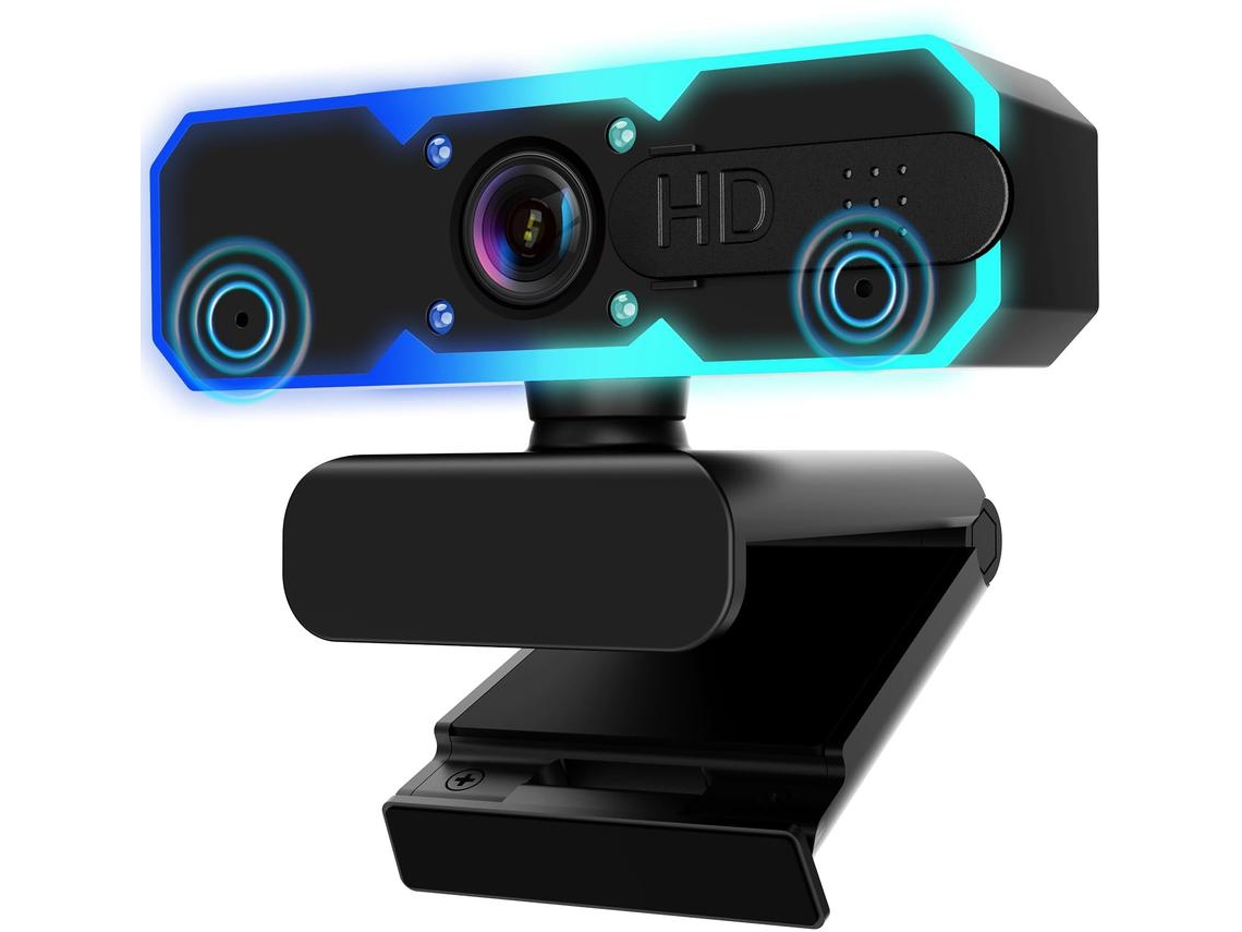 Cámara web de transmisión 1080P 60 FPS con micrófono y luz RGB de relleno enfoque automático funciona con computadora portátil/computadora de escritorio/Windows/Mac OS/PC para IKIKSO