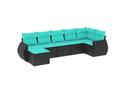 Maison Exclusive - Conjunto De Sofá De Jardín De 7 Piezas Con Cojines, De Poliratán Negro