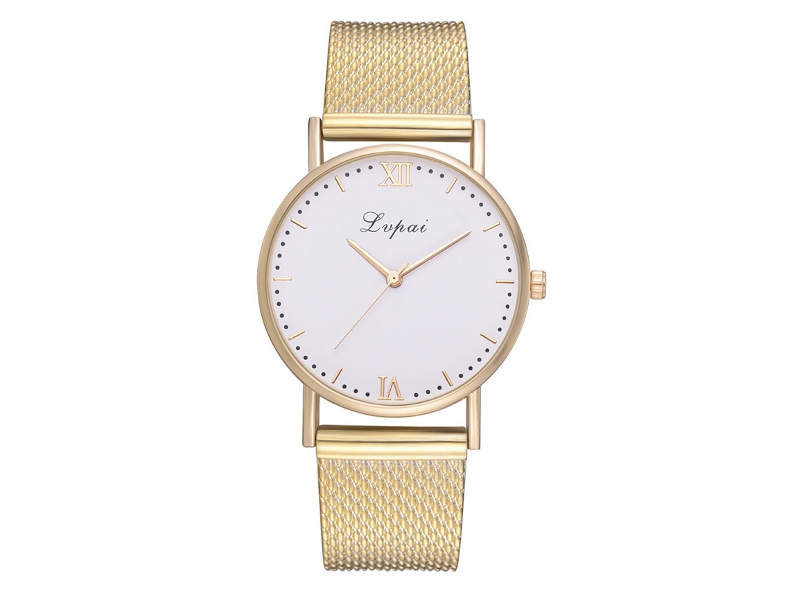 Elegante Reloj De Pulsera Casual De Cuarzo Para Mujer De Lvpai Con Correa De Silicona Dorada.
