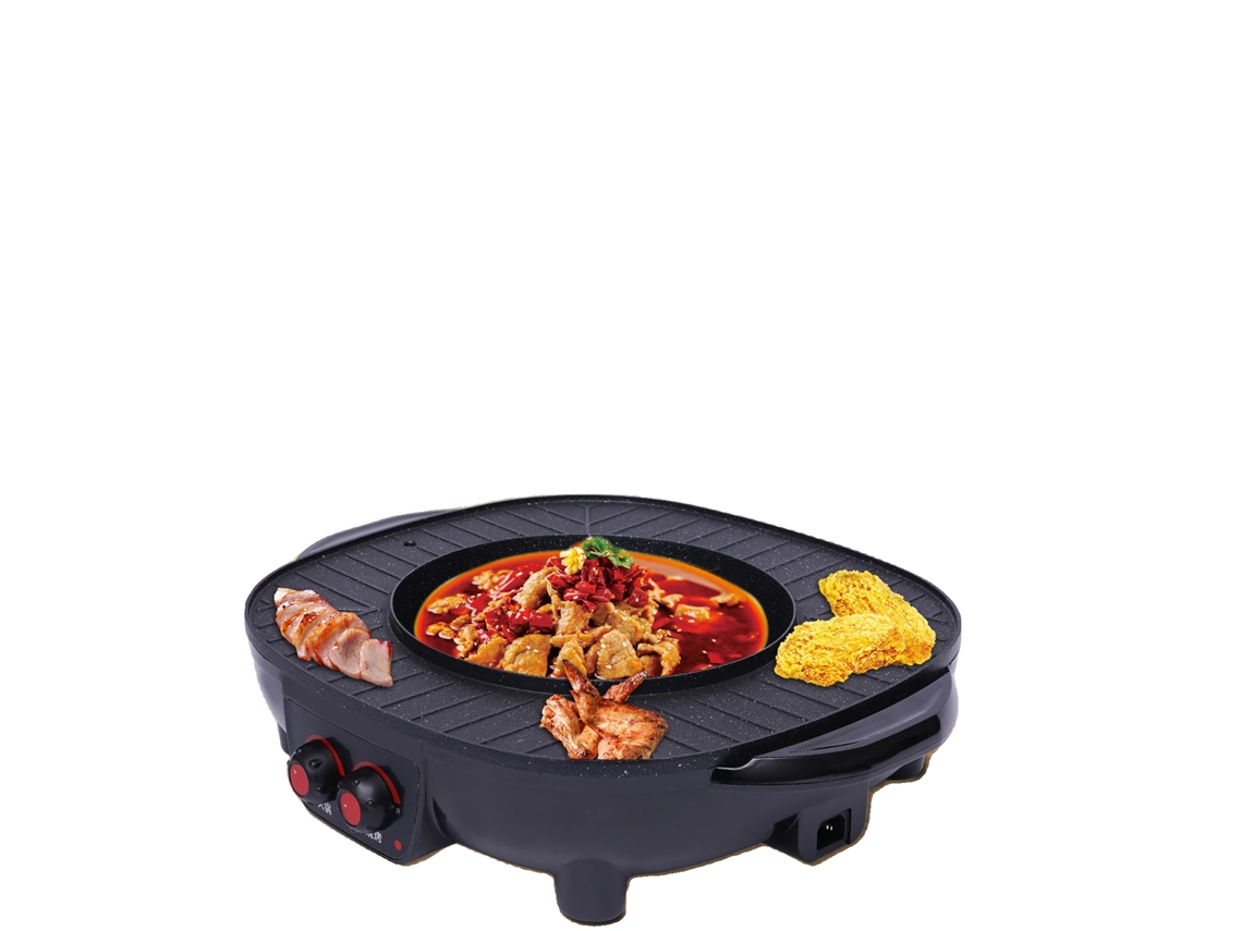 Parrilla eléctrica 2 en 1, 2000 W de potencia, superficie antiadherente, apta para 5-6 personas
