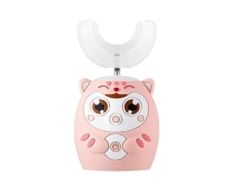 Cepillo de dientes eléctrico sónico automático GOKOCO para niños, con forma de U, punta de silicona y diseño de dientes de dibujos animados.