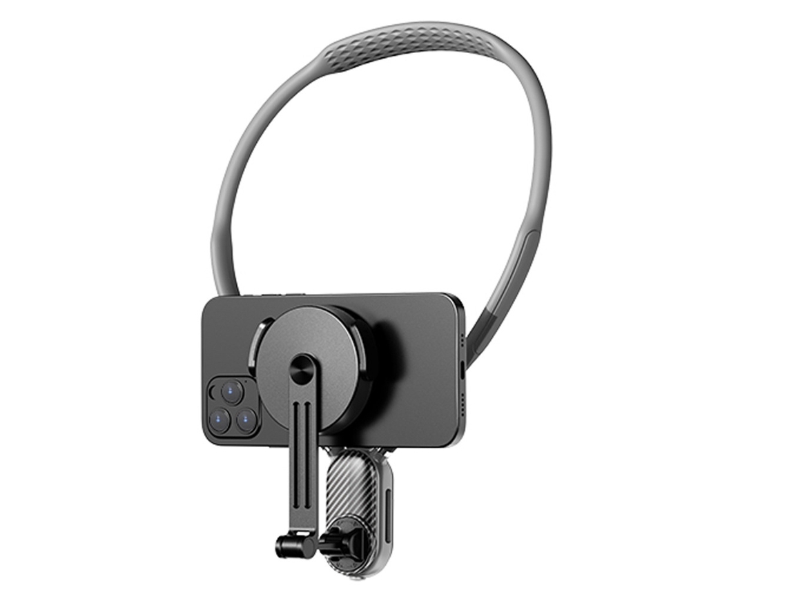 Suporte de pescoço para câmara de ação. Gravação em primeira pessoa 360° com telemóvel. Fixação ao peito.