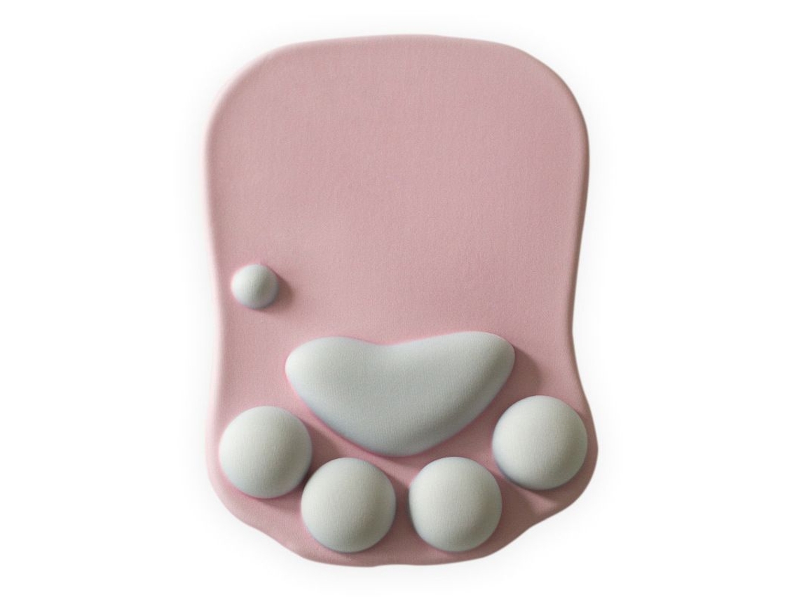 Alfombrilla De Ratón Con Soporte Para La Muñeca, Diseño De Gato Adorable, Ergonómica, Anticaída, Para Juegos, Rosa, 27x19cm