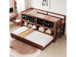 Escalera De Madera Y Pizarra Marrón De 90x200 Cm Para Cama Alta