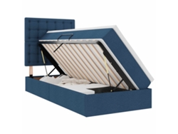 Syfax™ Cama De Almacenamiento Led Con Colchón Azul 90 X 190 Cm Tela