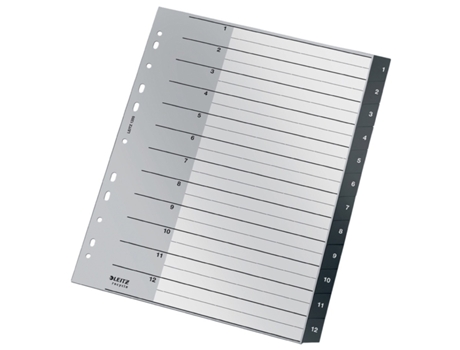 Separador LEITZ PREMIUM 1 a 12 Secciones A4 Maxi (Negro)