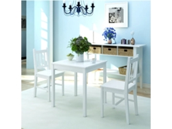 Conjunto De Comedor 3 Piezas Madera De Pino Blanco