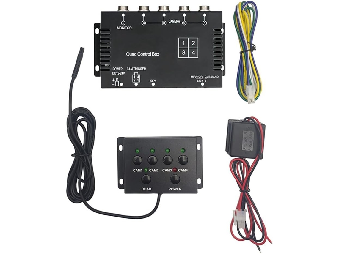 Divisor De Vídeo Ahd De 4 Canales 1080p, Dc12v 24v, Interruptor De Pantalla Para Cámara, Autocaravana, Camión Y Autobús.