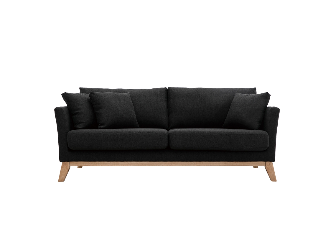 Sofá Nórdico 3 Plazas Gris Oscuro Desenfundable Patas Madera Oslo MILIBOO
