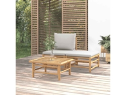 Conjunto de jardín de bambú de 3 piezas con cojines ligeros de Cenicienta, Dkd Home Decor
