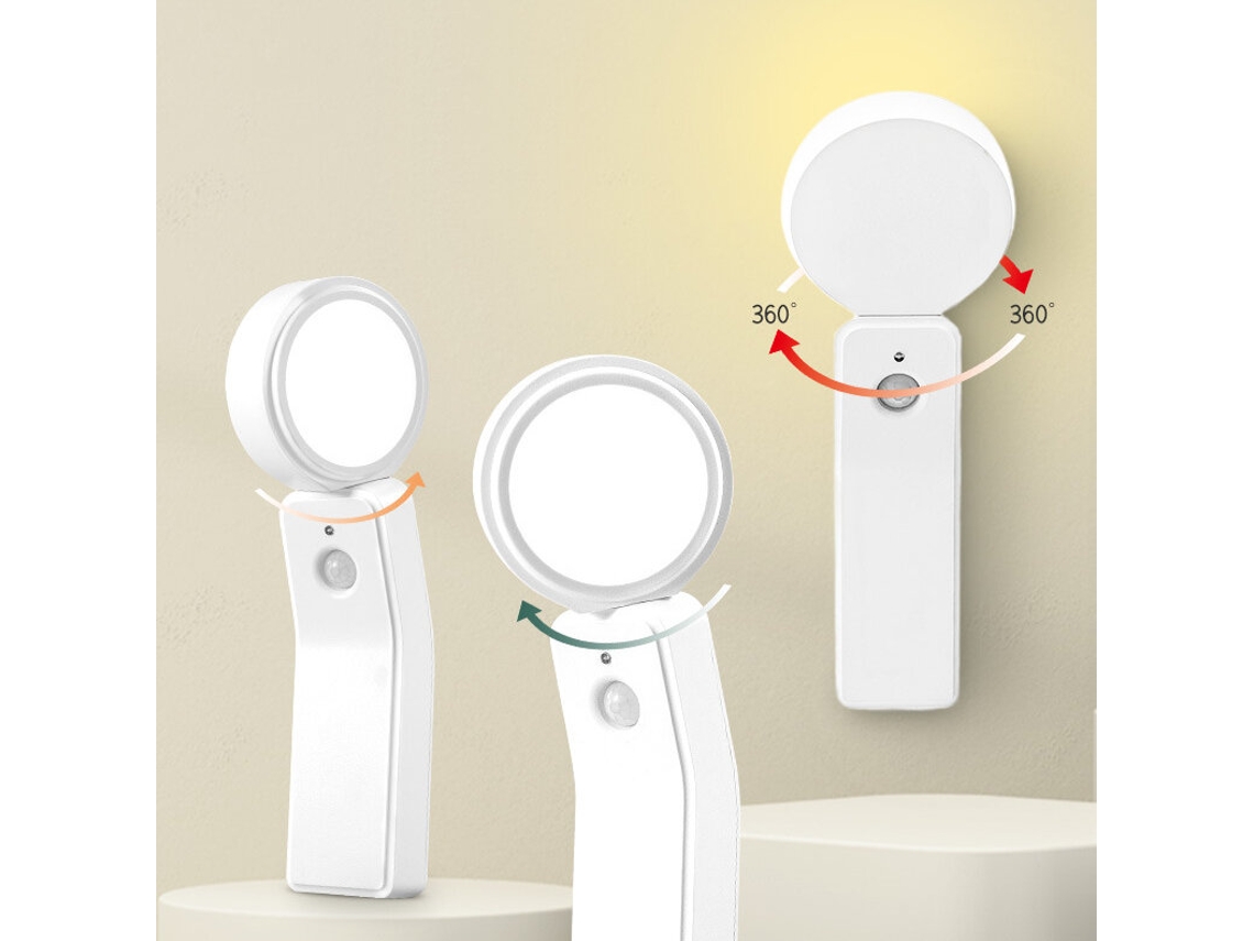 Lámpara De Luz Blanca Con Sensor Infrarrojo Humano, Recargable Por Usb, Giratoria, Para Gabinete, Escritorio, Mesita De Noche